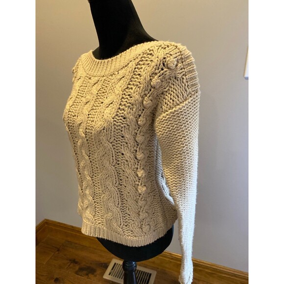 Hazel Cable Knit Sweater Size Small Boat Neckline  Loose Chunky Knit  Relaxed - Picture 3 of 10